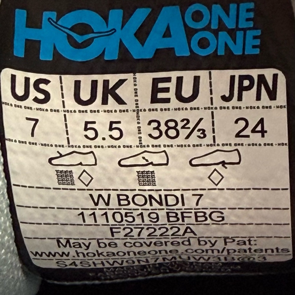 Hoka One One Bondi 7 Blue Running Shoes 1110519 BFBG Women’s Size 7 - Picture 9 of 9